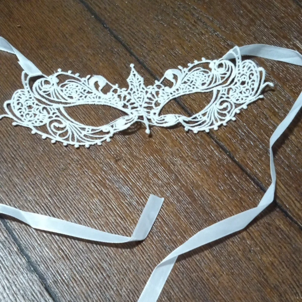 2/$16 Elegant White Lace Eye Mask with Ribbons